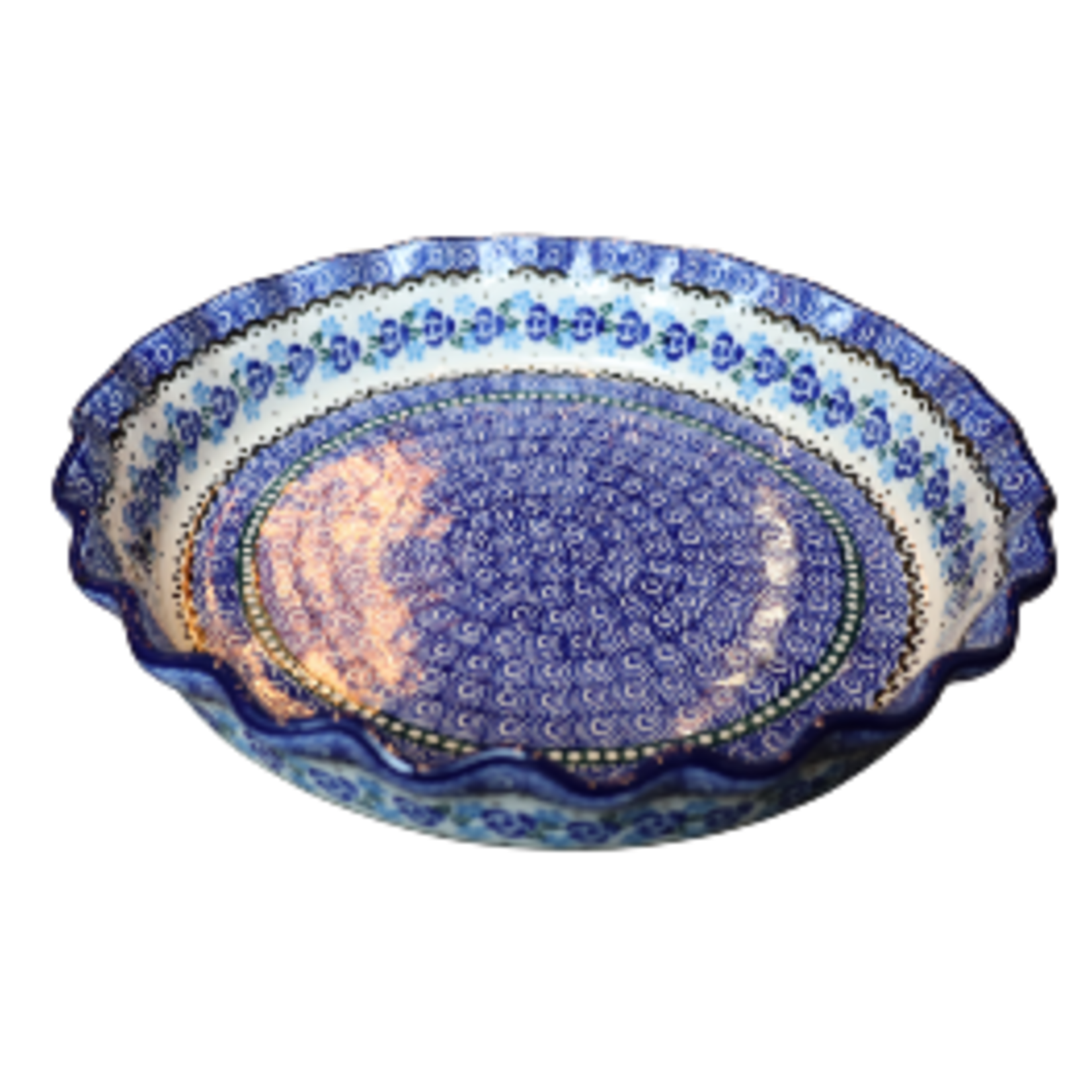 Polish Pottery Fluted Pie Dish, Swirls | Polish Pottery