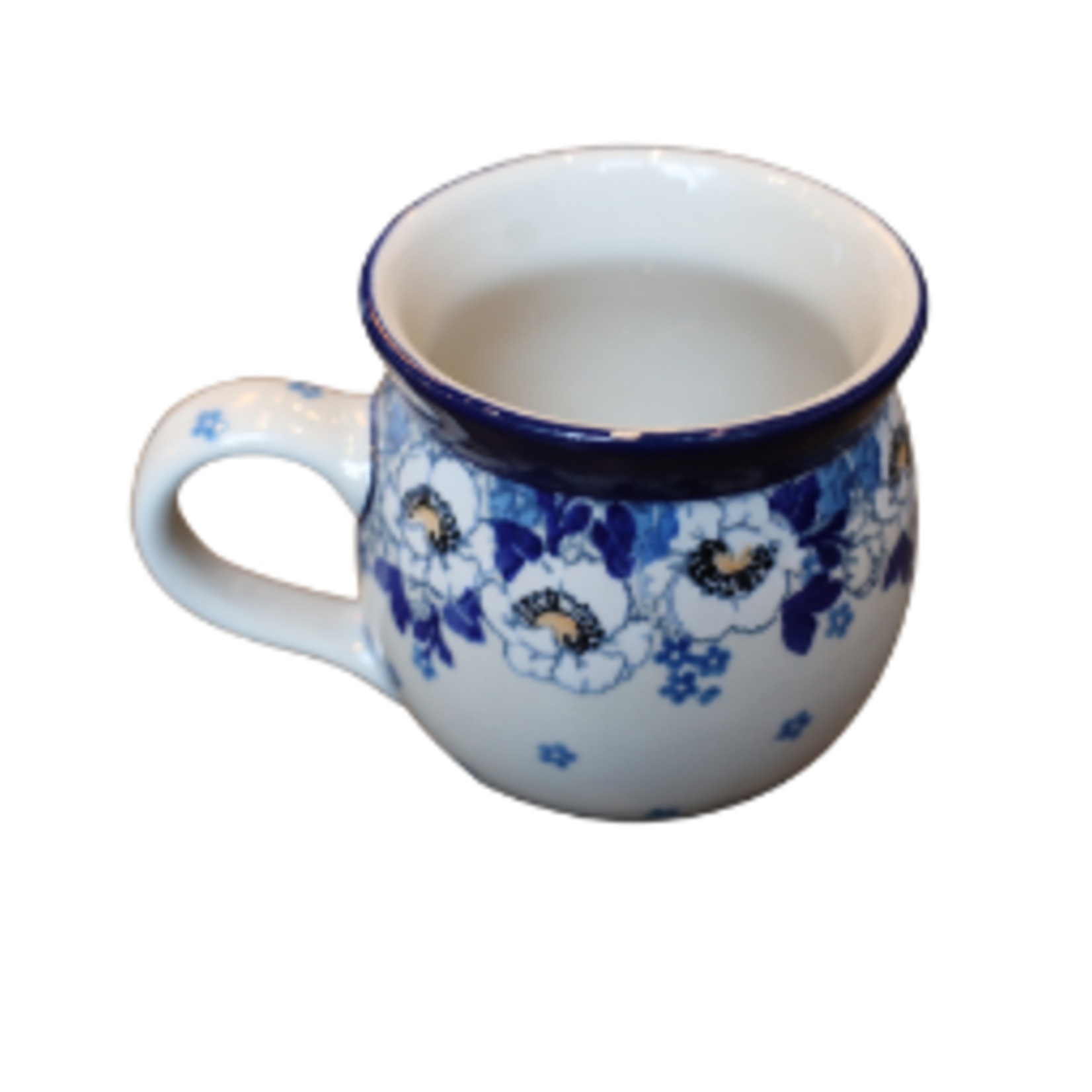 Polish Pottery Bubble Mug 12 oz, White Flower | Polish Pottery