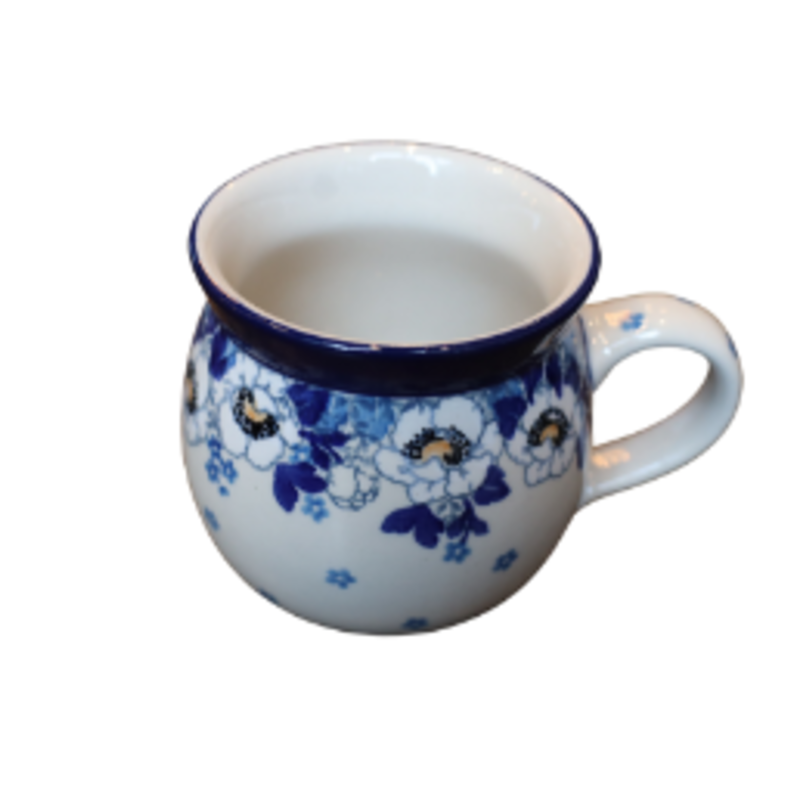 Polish Pottery Bubble Mug 12 oz, White Flower | Polish Pottery