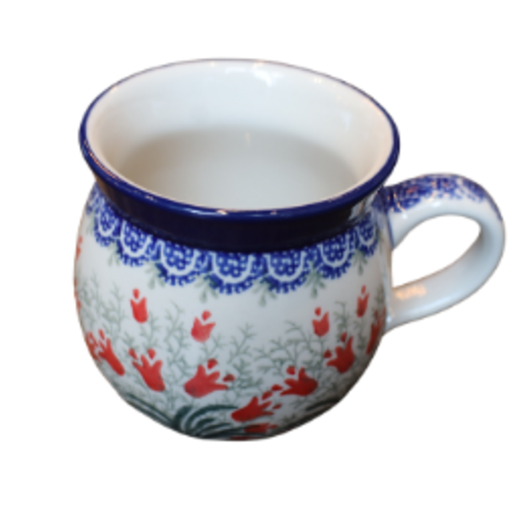Polish Pottery Bubble Mug 12 oz, Red Tulip | Polish Pottery