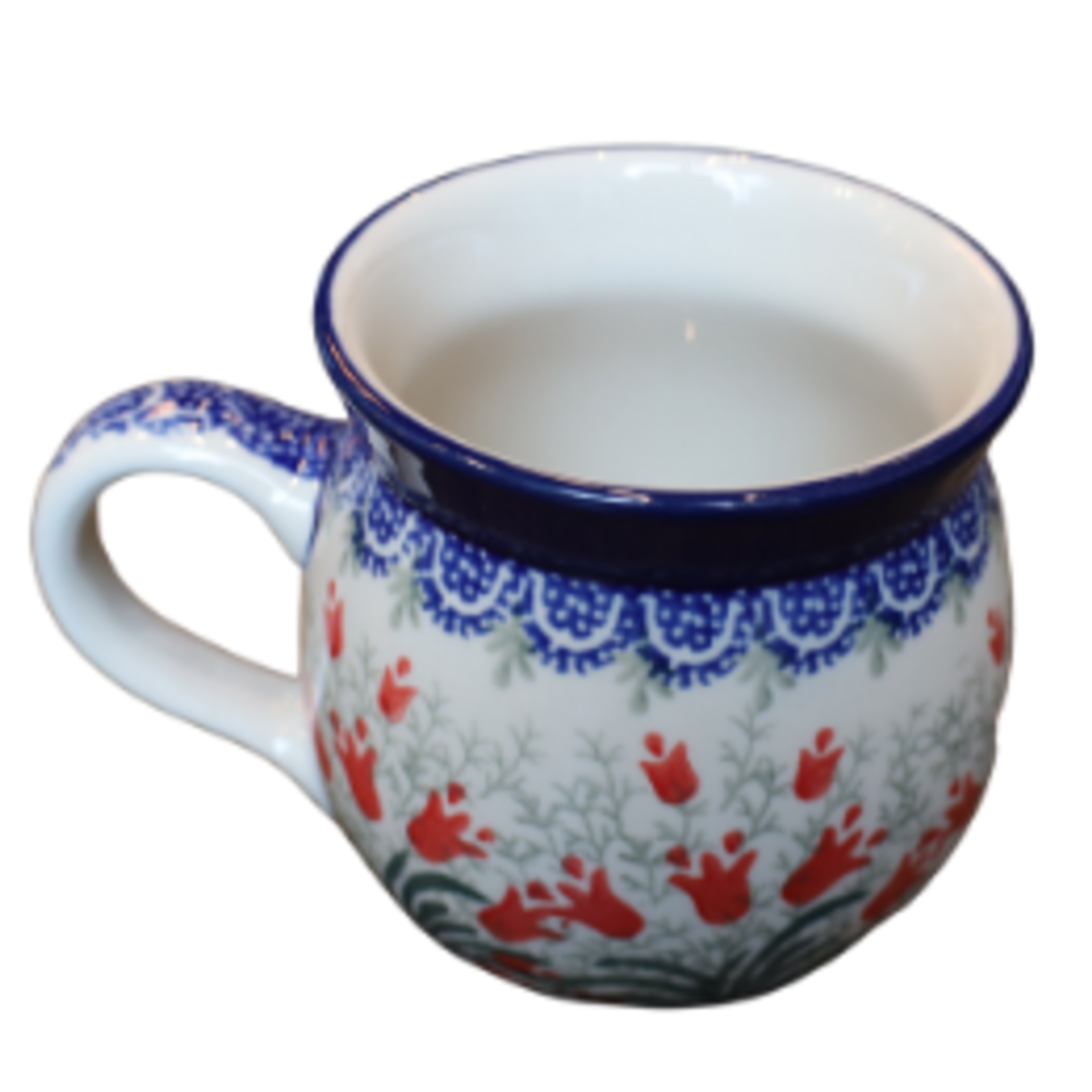 Polish Pottery Bubble Mug 12 oz, Red Tulip | Polish Pottery