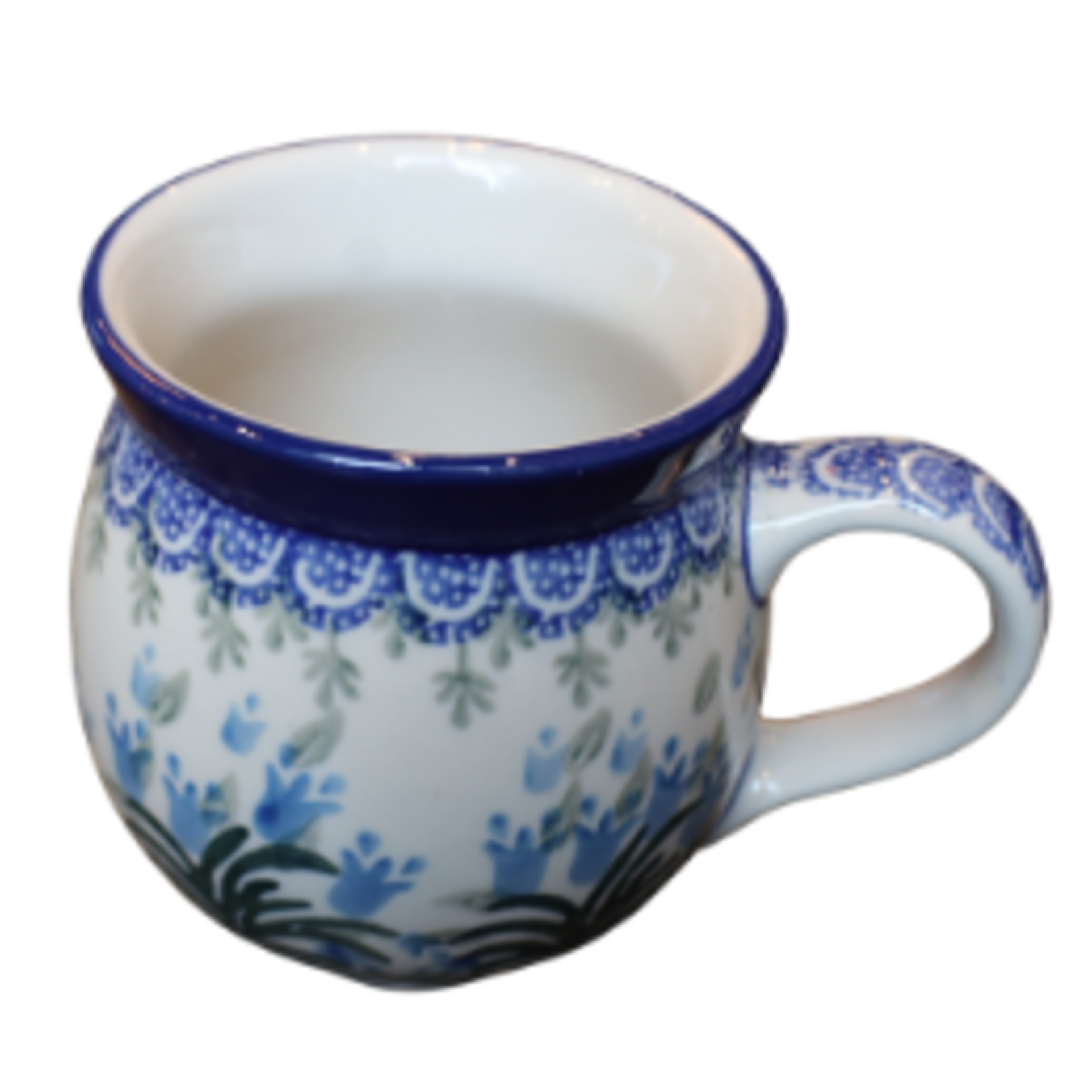 European Design Imports Inc. Polish Pottery Bubble Mug 12 oz, Blue Tulip