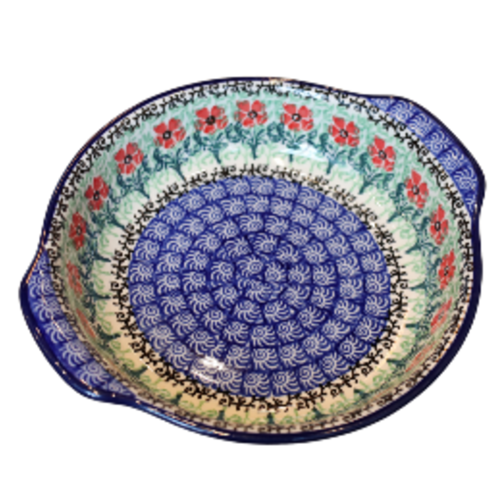 Polish Pottery Polish Au Gratin 6.5", Red Flowers | Polish Pottery