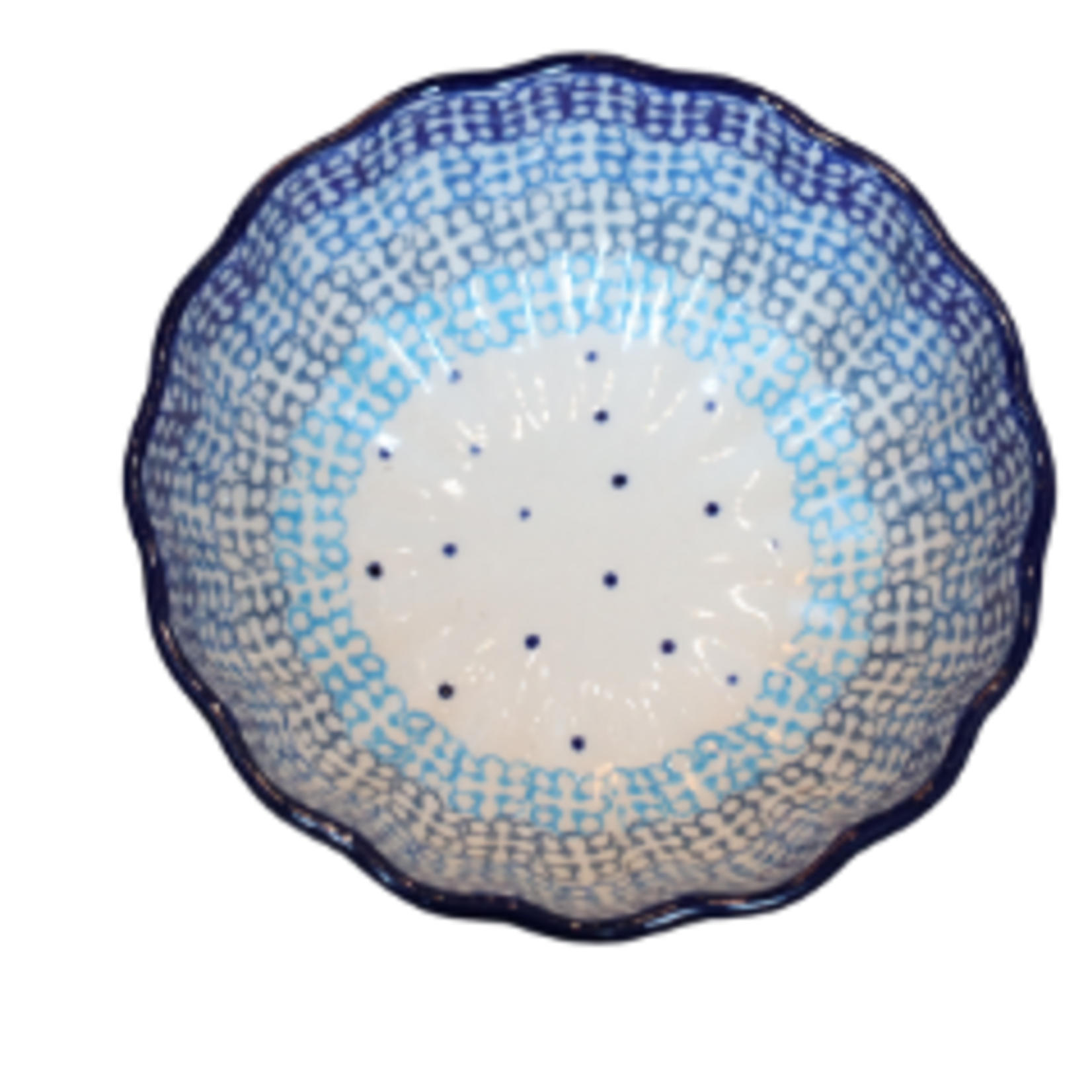 Polish Pottery Scalloped Bowl, 4.5" - UNIKAT, Four Layer | Polish Pottery