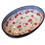 Polish Pottery Polish Smallest Oval Baker 8", Cherries | Polish Pottery