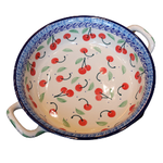 European Design Imports Inc. Polish Pottery Round Baker W/ Handles, 8", Cherries
