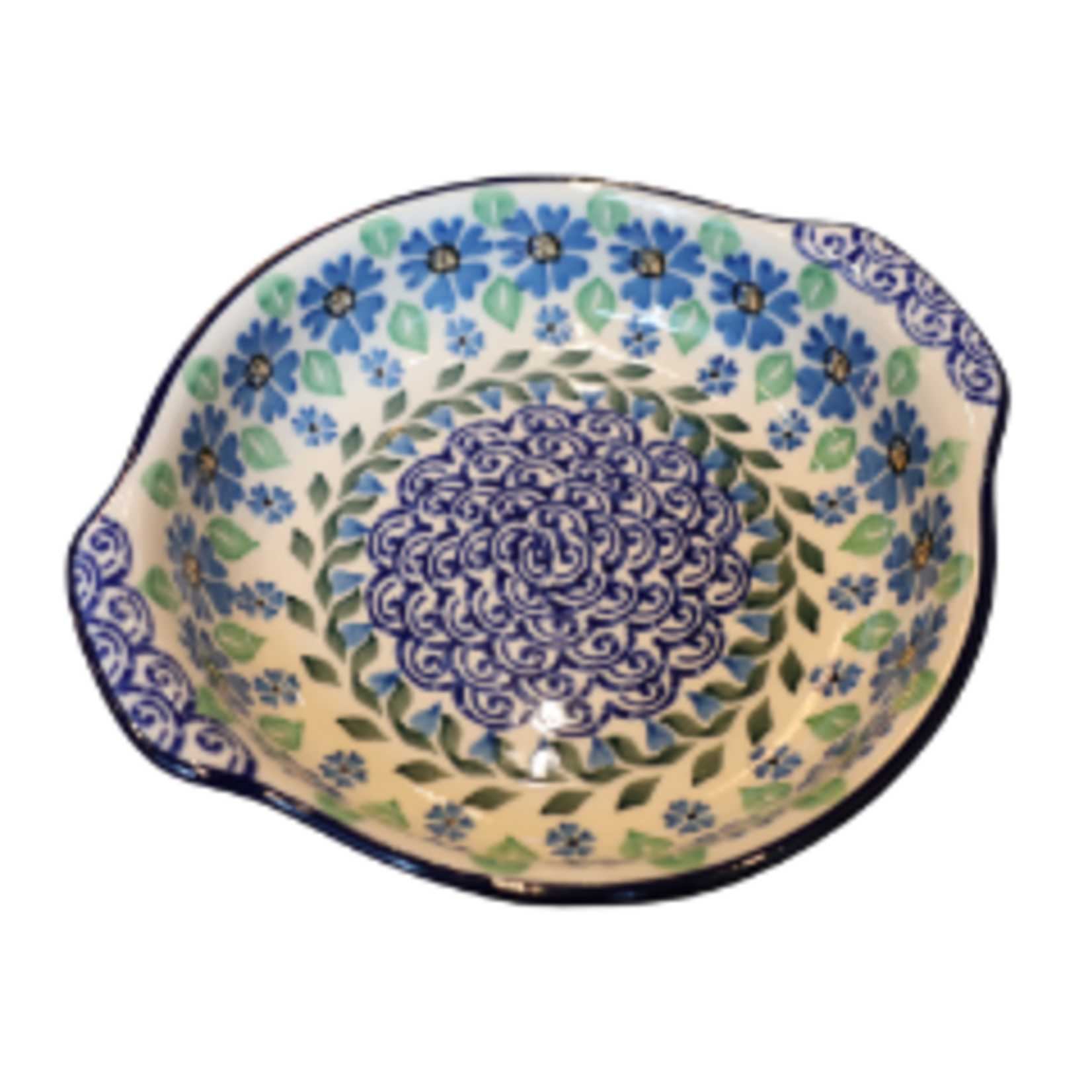 Polish Pottery Polish Au Gratin 6.5", Blue Flowers | Polish Pottery