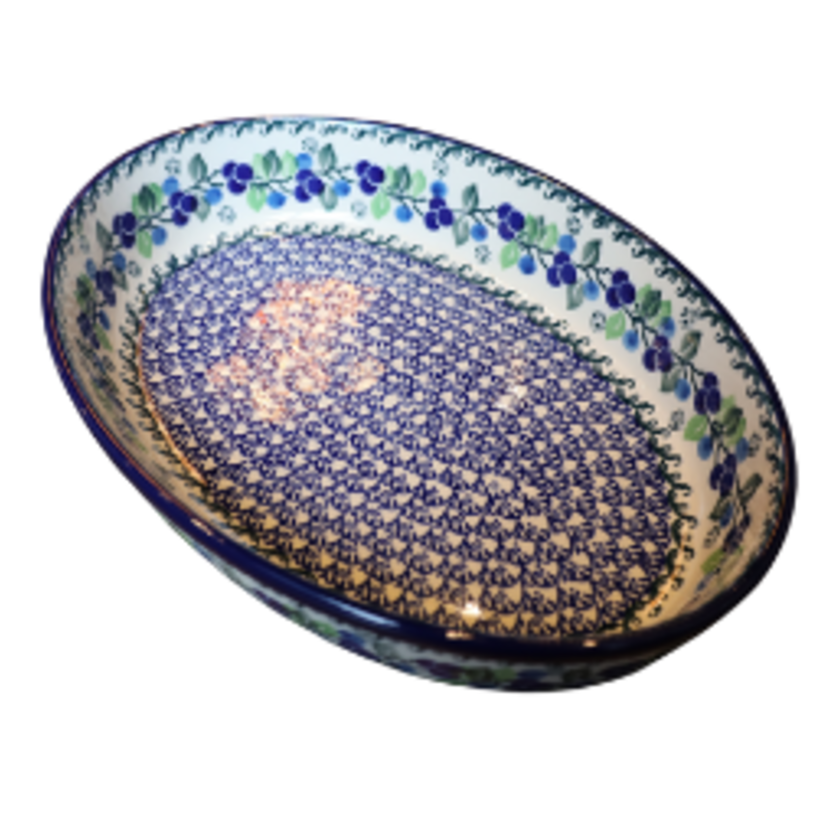 Polish Pottery Polish Large Oval Baker, Berry Vine | Polish Pottery