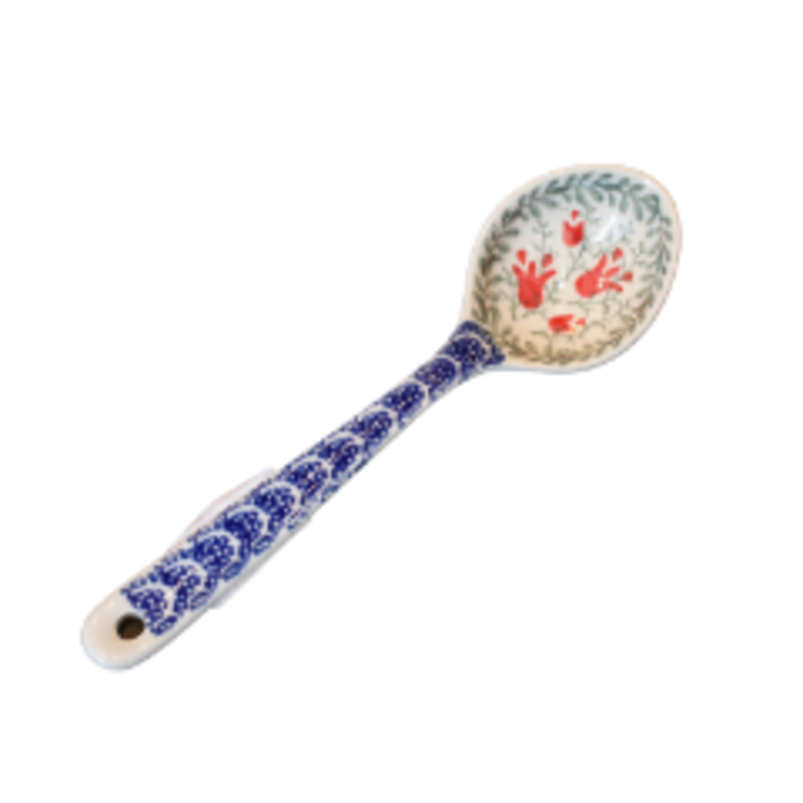 Polish Pottery Large Spoon, Red Tulip | Polish Pottery