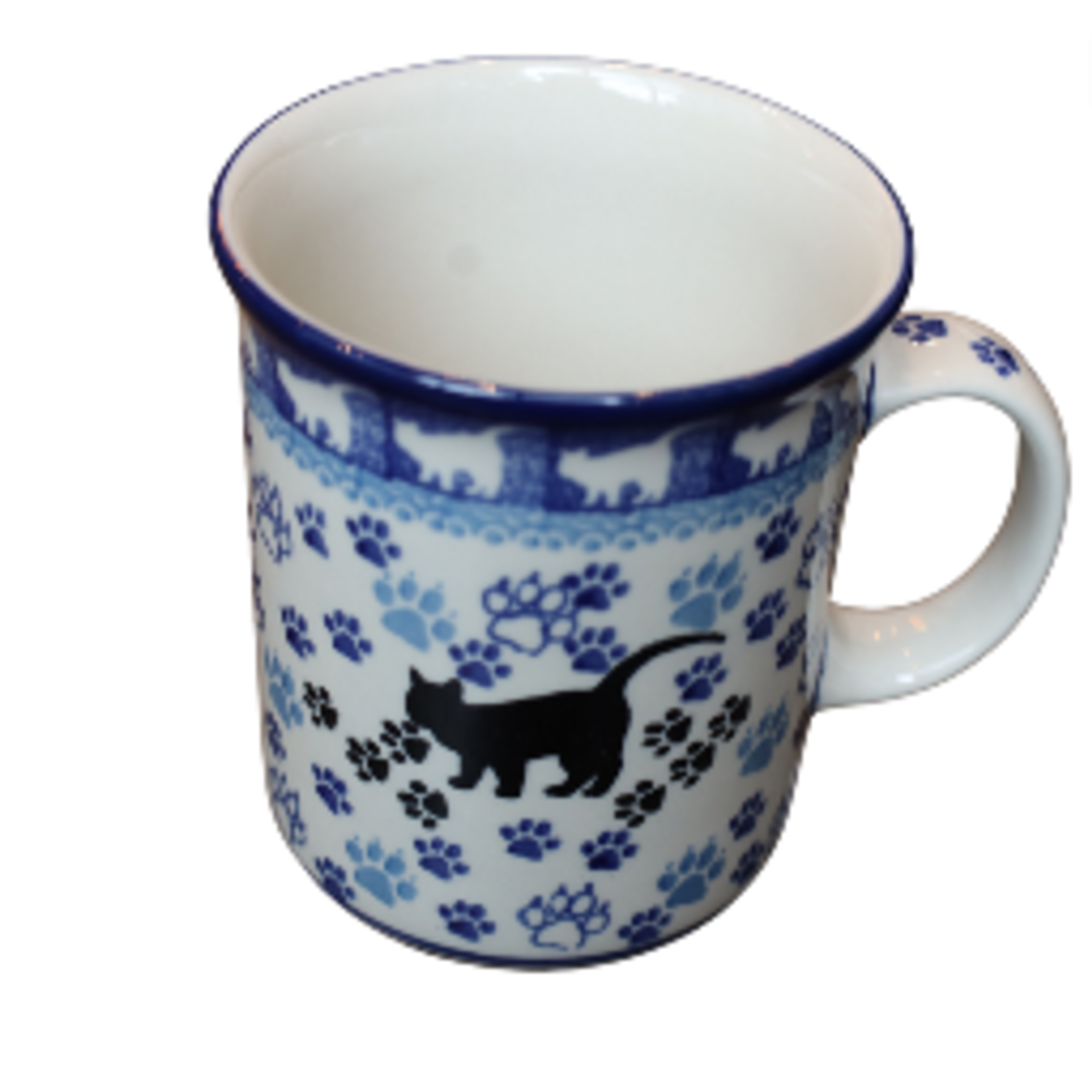 Polish Pottery Polish Straight Mug 14oz, Paws | Polish Pottery