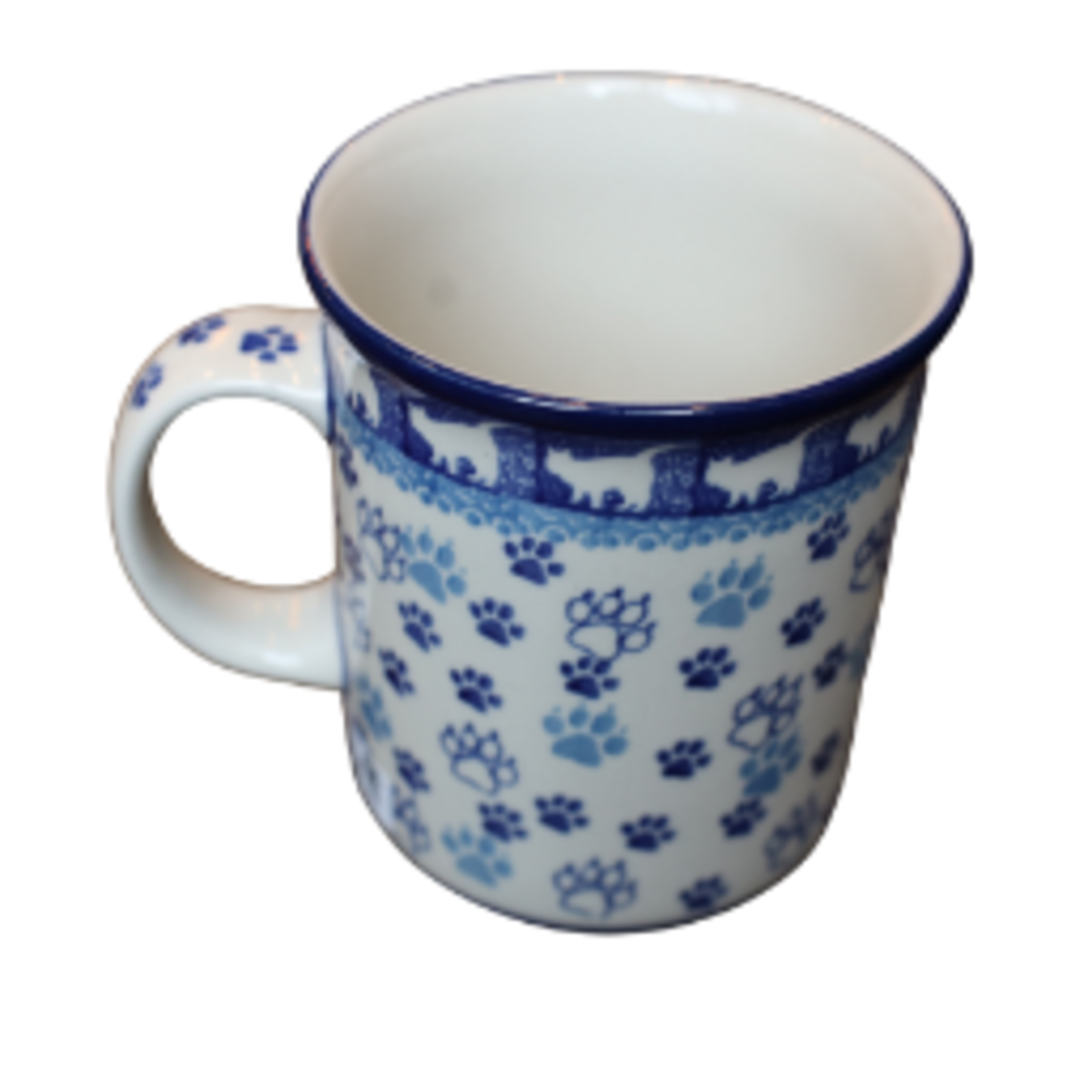 Polish Pottery Polish Straight Mug 14oz, Paws | Polish Pottery