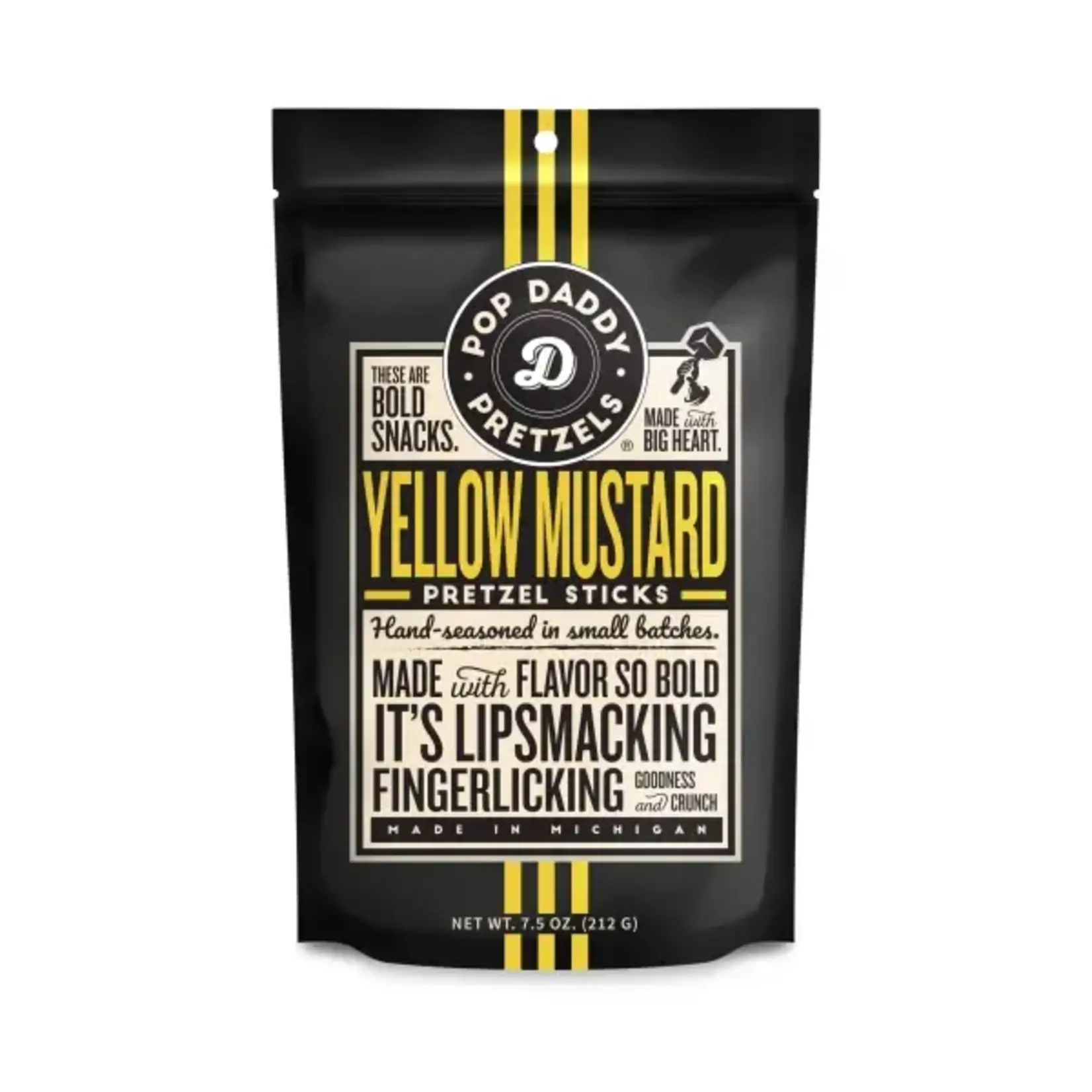 Pop Daddy Snacks Yellow Mustard Pretzels 7.5oz | Pop Daddy Snacks