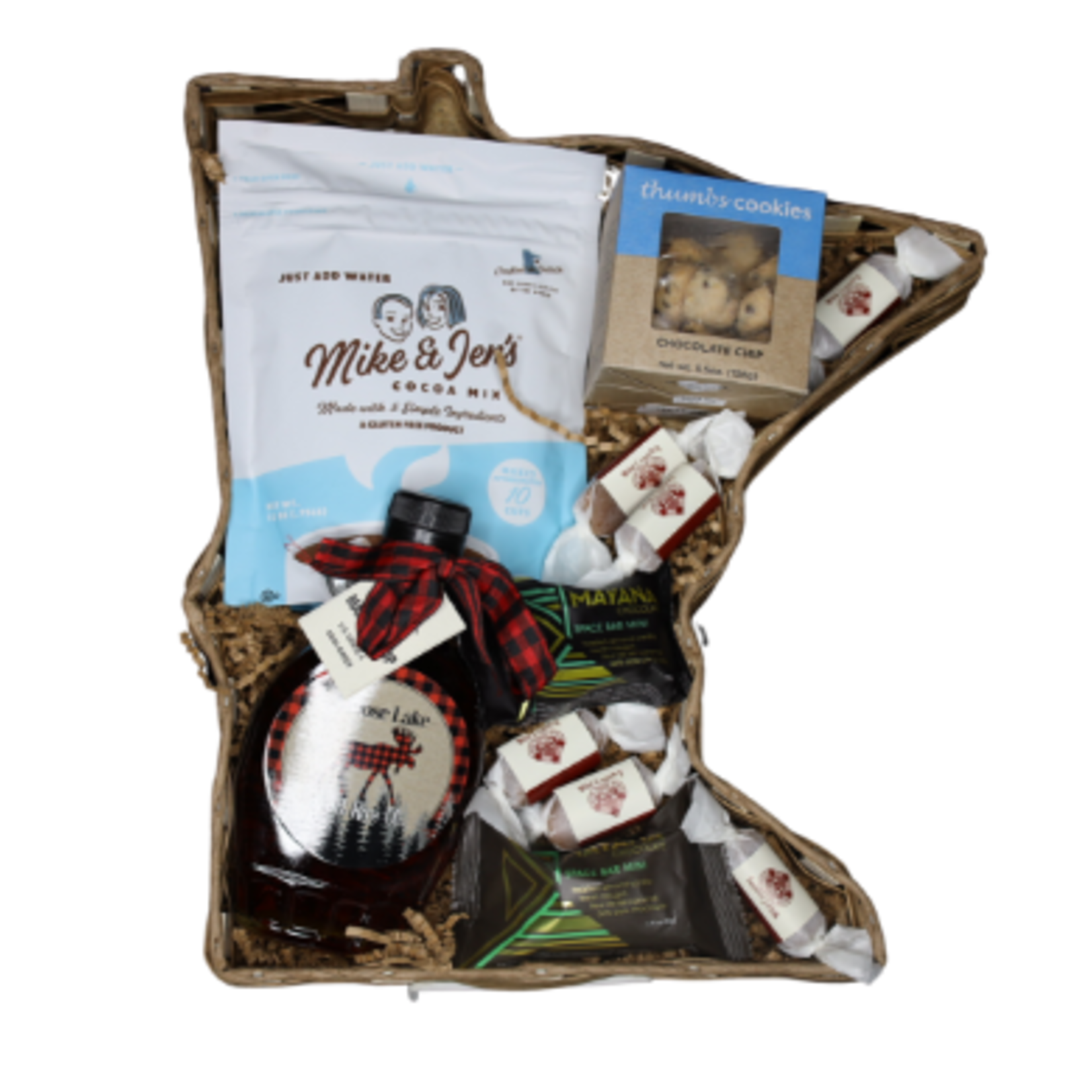 Large MN Shaped Gift Basket, Mike & Jen's (14")