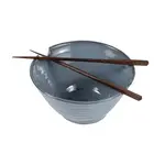 Ten Thousand Villages Chopsticks & Blue Bowl Set
