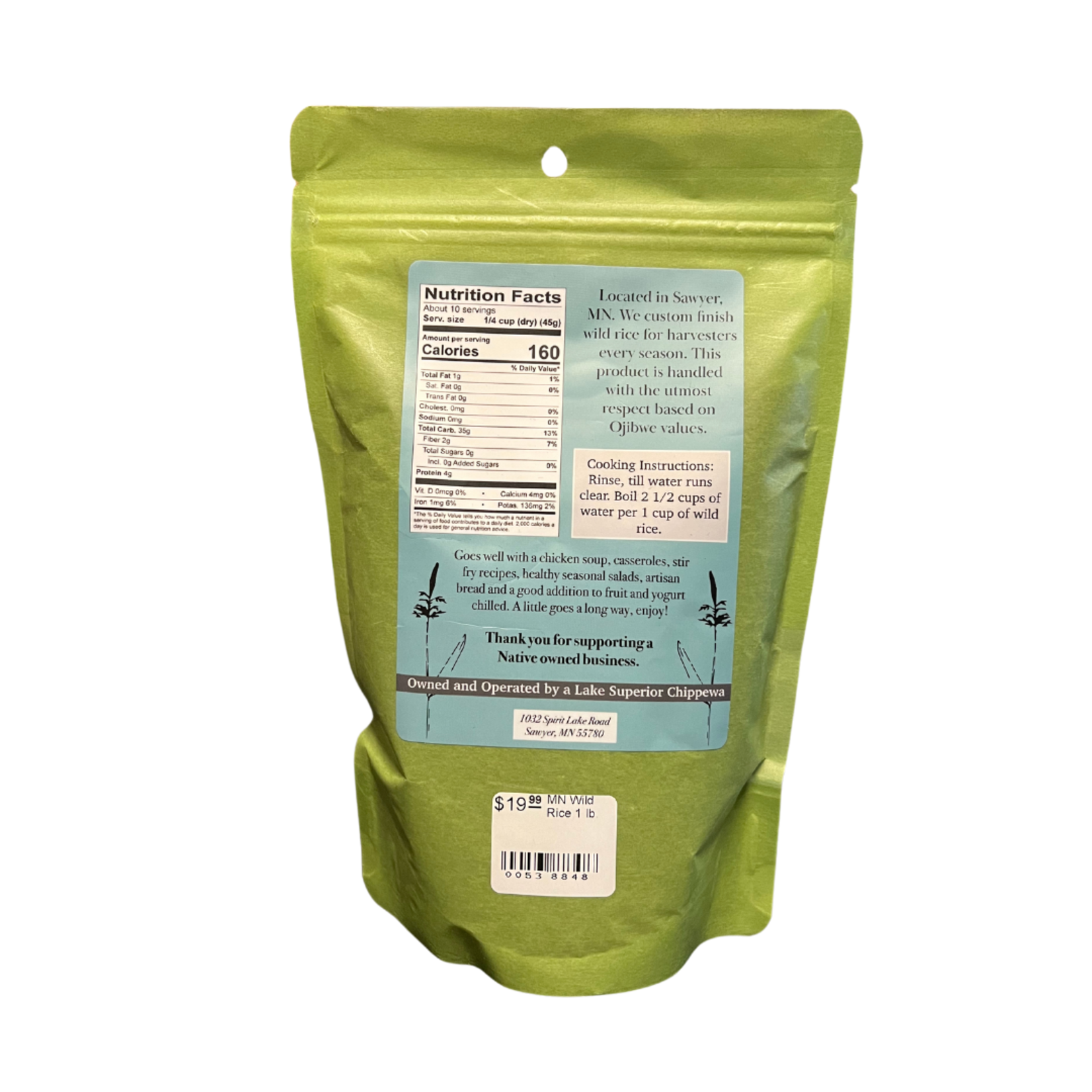Spirit Lake Native Farm MN Wild Rice 1 lb. | Spirit Lake Native Farm