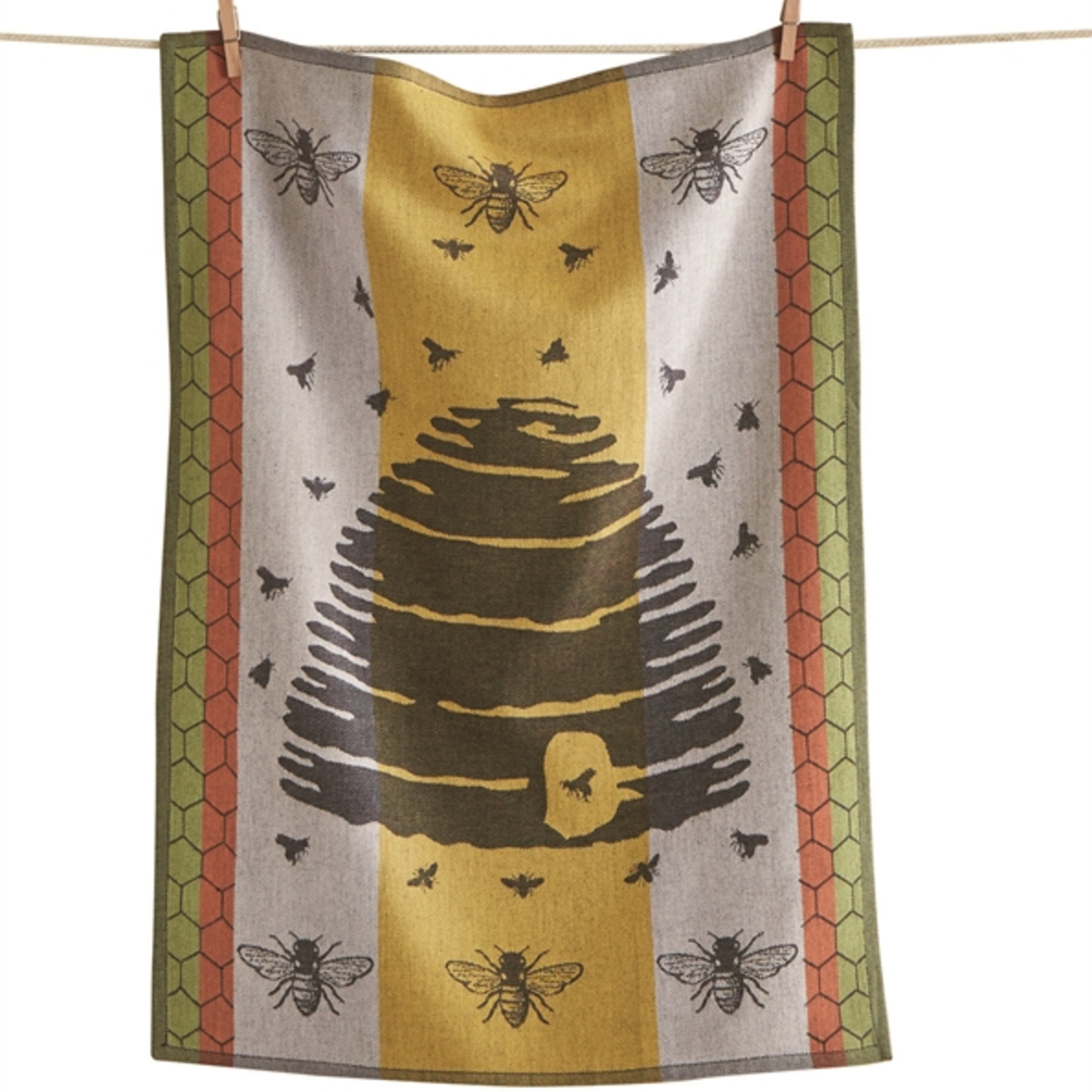 Tag Yellow Multi BEE HIVE JACQUARD DISHTOWEL | Tag