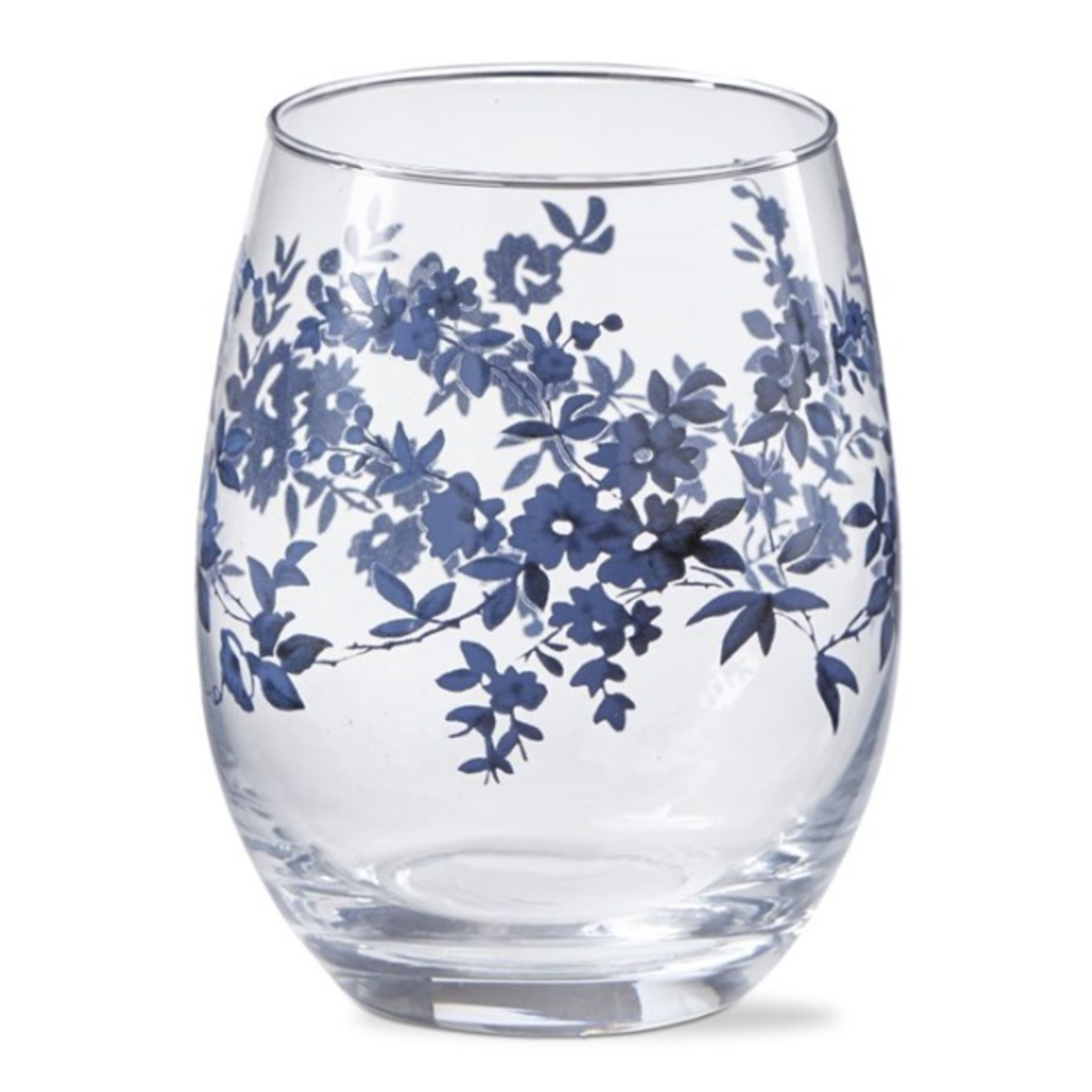Tag Stemless Wine Glass, Cottage Floral