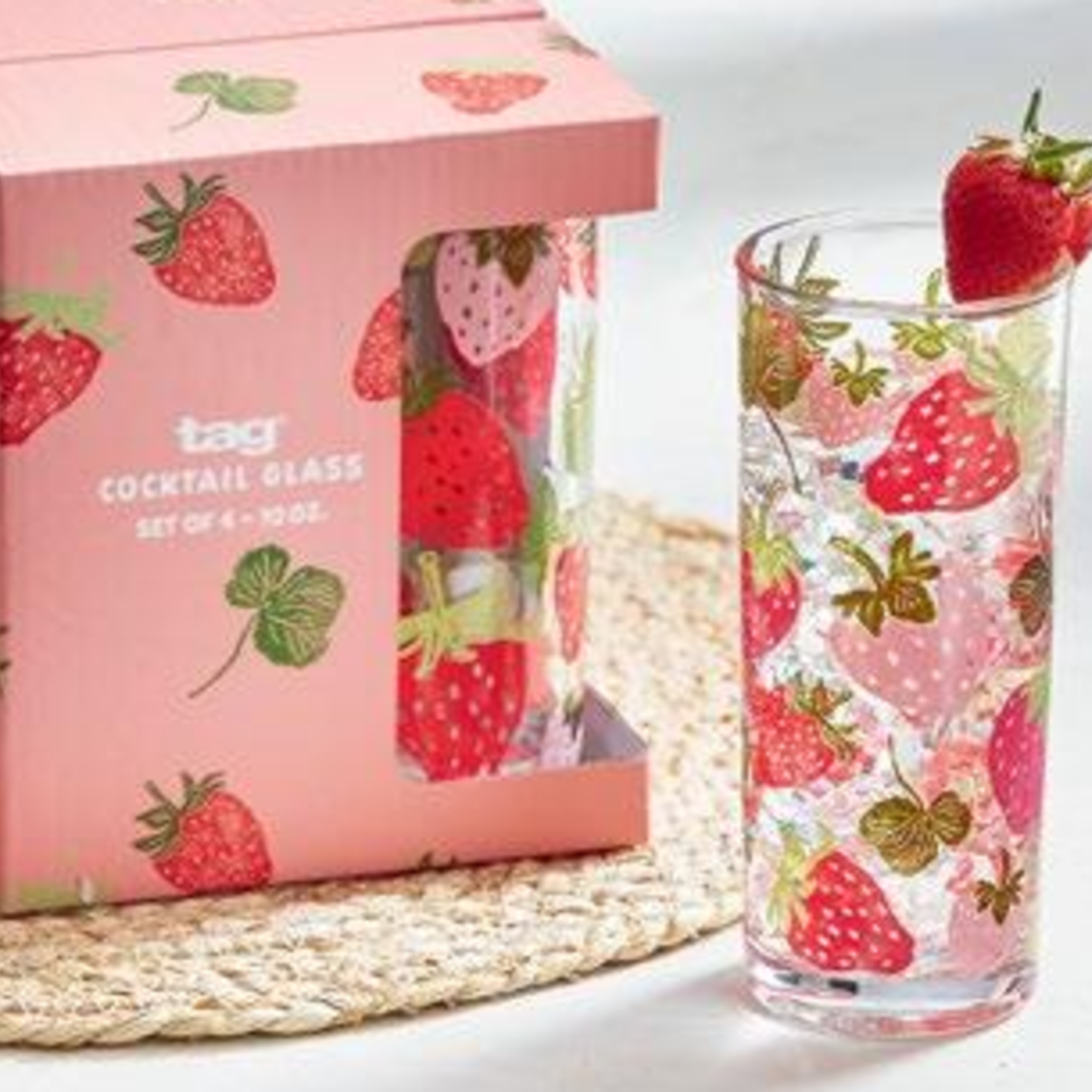 Tag Multi STRAWBERRIES DRINKS GLASS S/4 | Tag