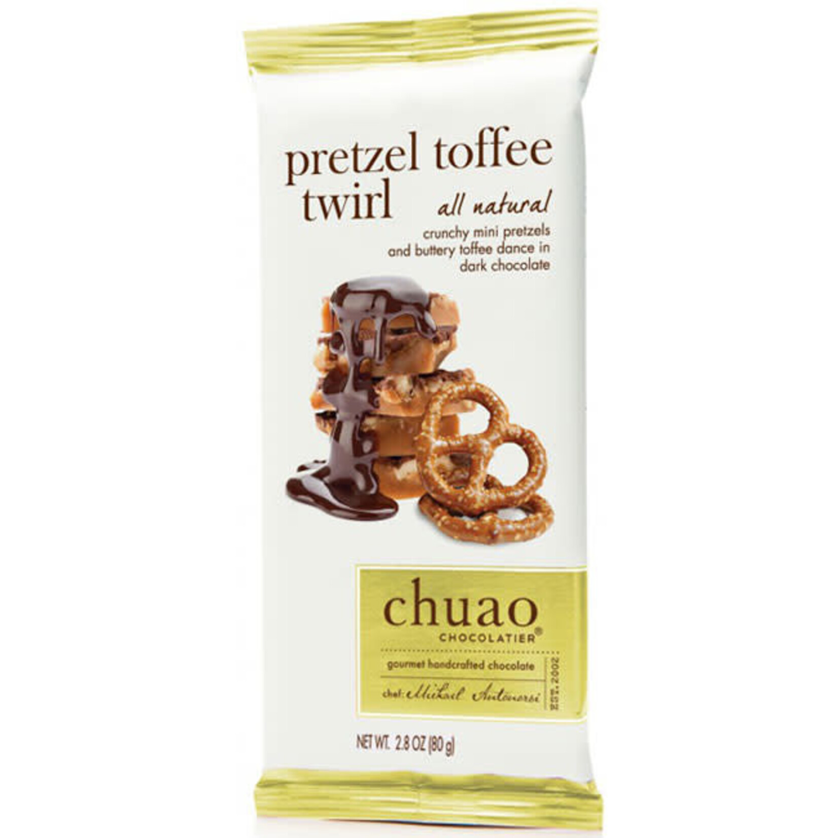 CHUAO CHOCOLATE BAR PRETZEL TOFFEE TWIRL - DARK