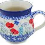 Polish Pottery Bubble Mug 12 oz, Poppy Happiness | Polish Pottery