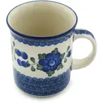 Polish Pottery Polish Straight Mug 8oz, Blue Flower | Polish Pottery