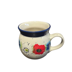 Polish Pottery Bubble Mug 7, White Red Blue Flowers | Polish Pottery