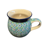 Polish Pottery Bubble Mug 12 oz, White Flowers | Polish Pottery
