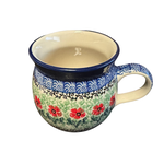 Polish Pottery Bubble Mug 12 oz, Red Flowers | Polish Pottery