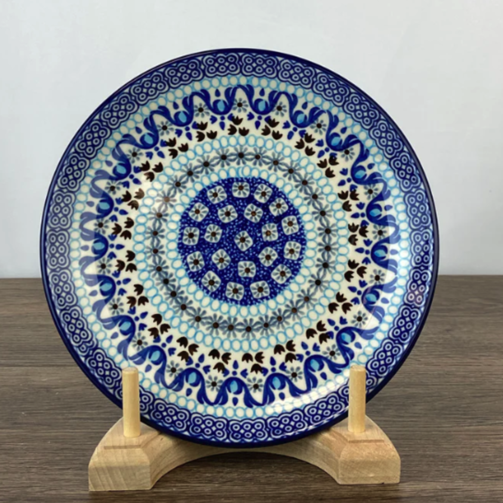 Polish Pottery Dessert Plate, Brown Tulips | Polish Pottery