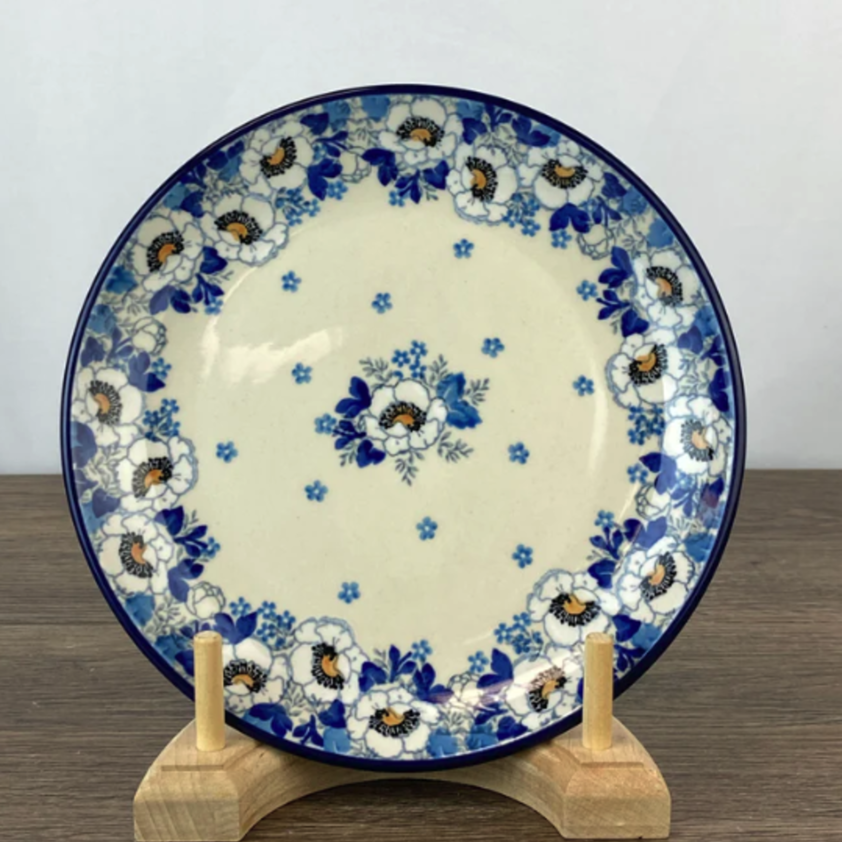 Polish Pottery Dessert Plate, White Flowers | Polish Pottery