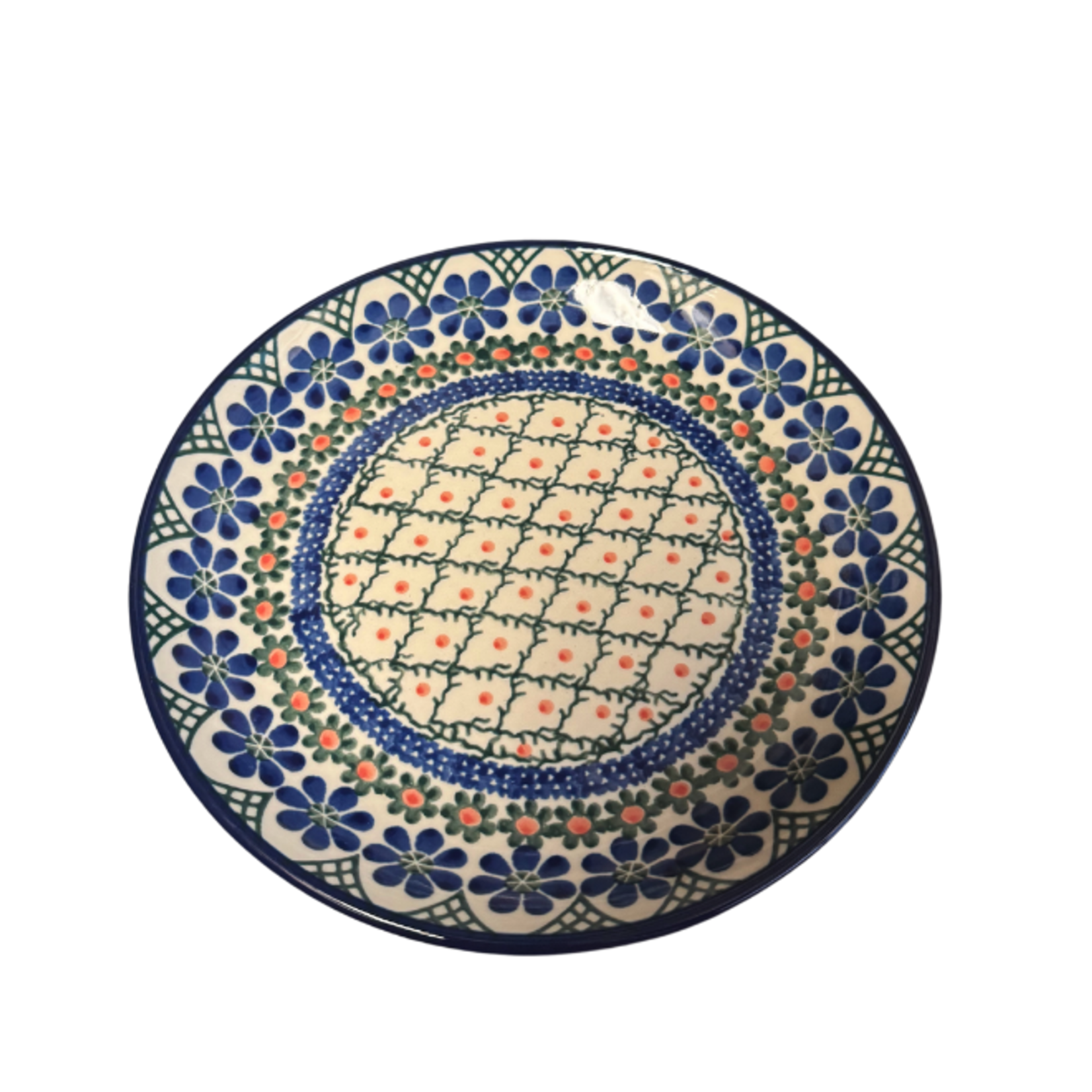 Polish Pottery Dessert Plate, Orange Dots | Polish Pottery