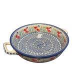 Polish Pottery Polish Round Baker 10", Red Flowers | Polish Pottery
