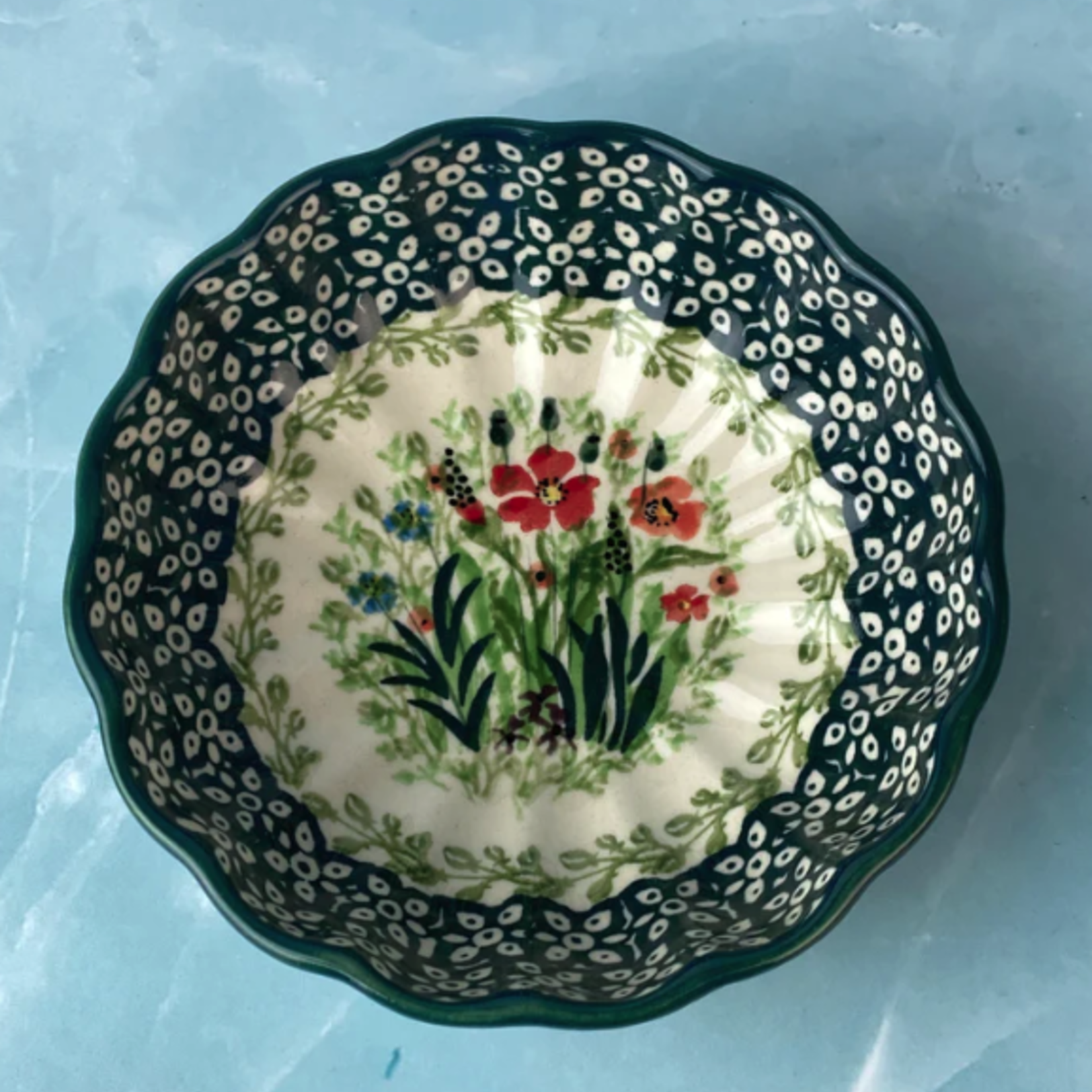 Polish Pottery Scalloped Bowl, 4.5" - UNIKAT, Garden | Polish Pottery