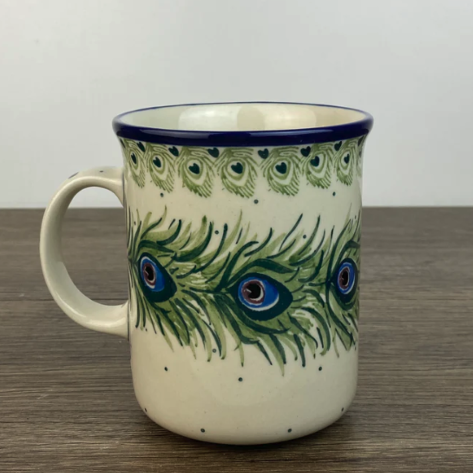 Polish Pottery Polish Straight Mug 14oz, Peacock | Polish Pottery