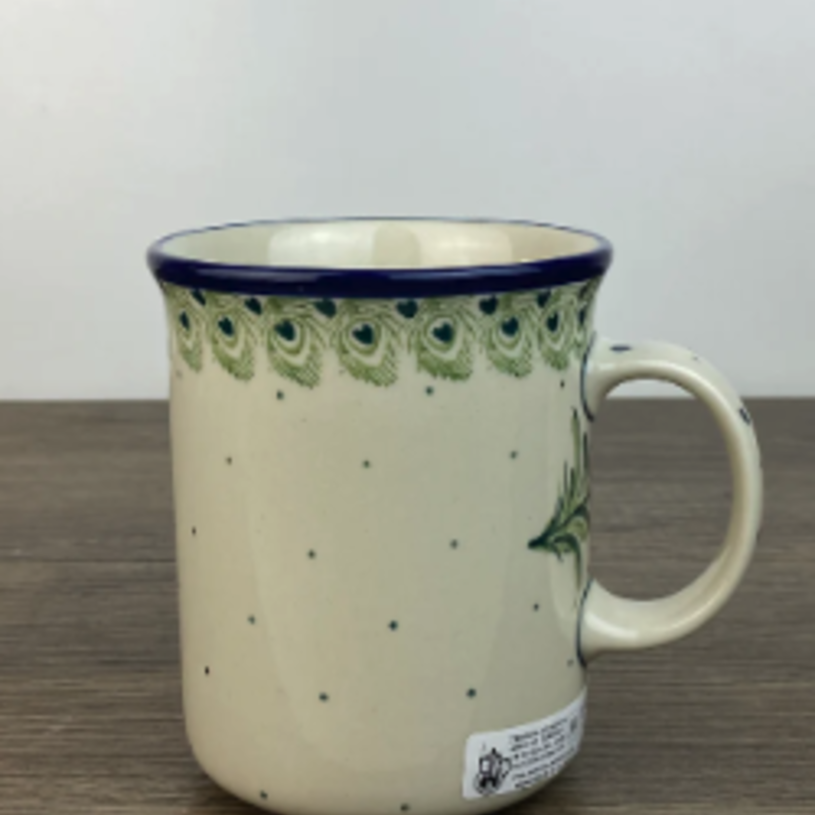 Polish Pottery Polish Straight Mug 14oz, Peacock | Polish Pottery