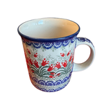 Polish Pottery Polish Straight Mug 14oz, Red Tulips | Polish Pottery