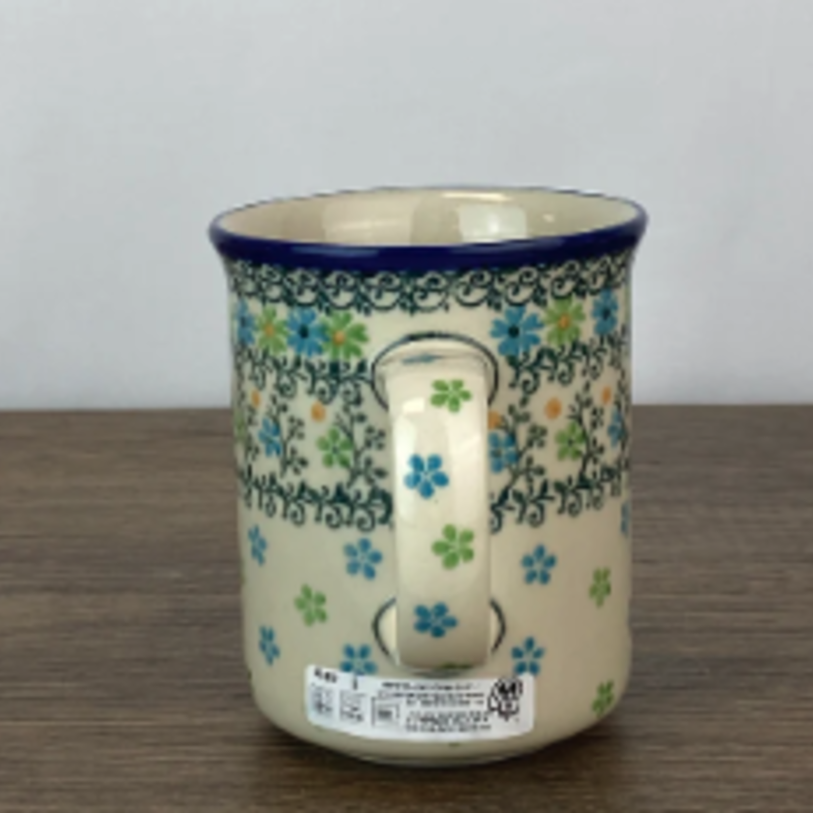 Polish Pottery Polish Straight Mug 14oz, Blue Green | Polish Pottery