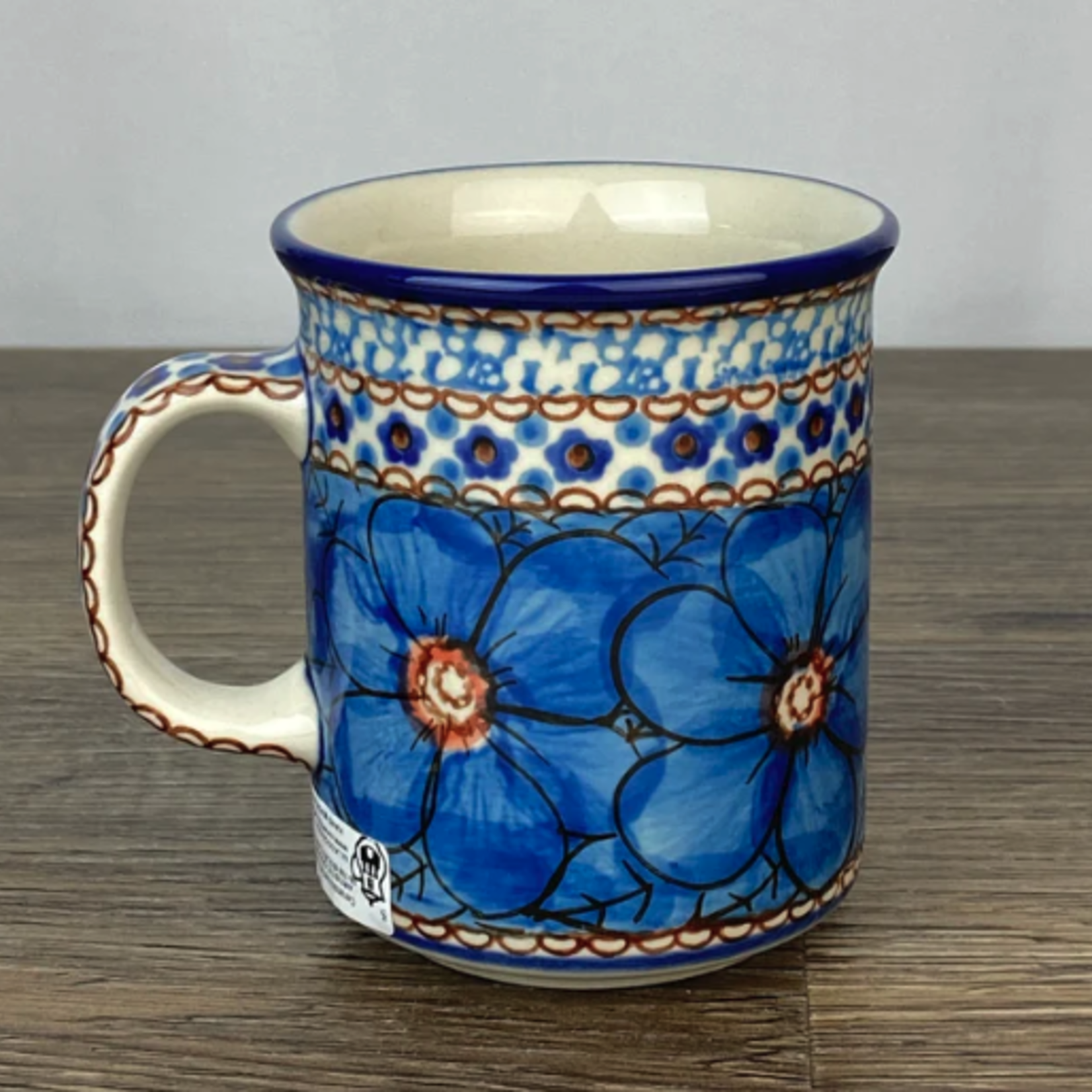 Polish Pottery Polish Straight Mug 8oz UNIKAT, Big Blues | Polish Pottery