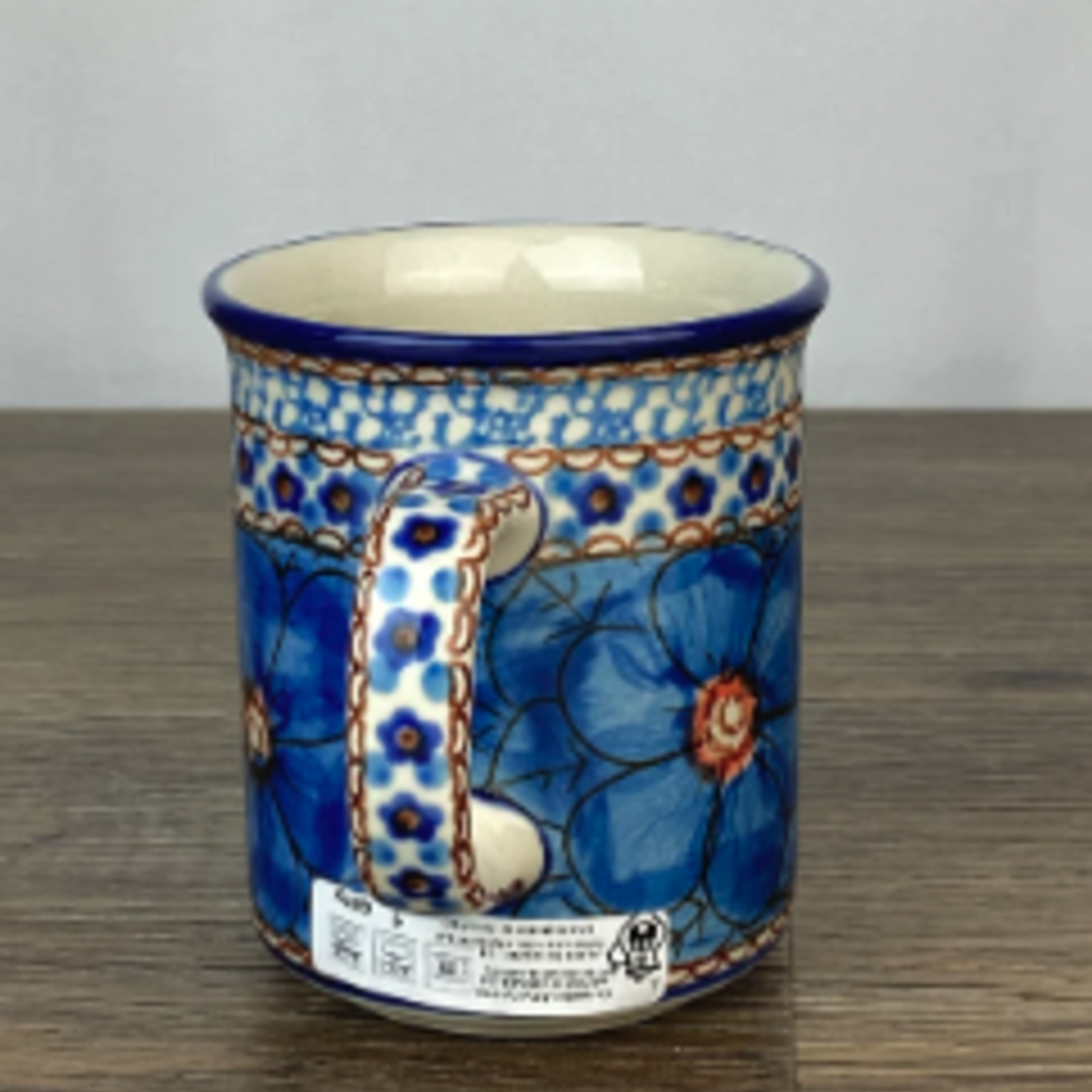 Polish Pottery Polish Straight Mug 8oz UNIKAT, Big Blues | Polish Pottery