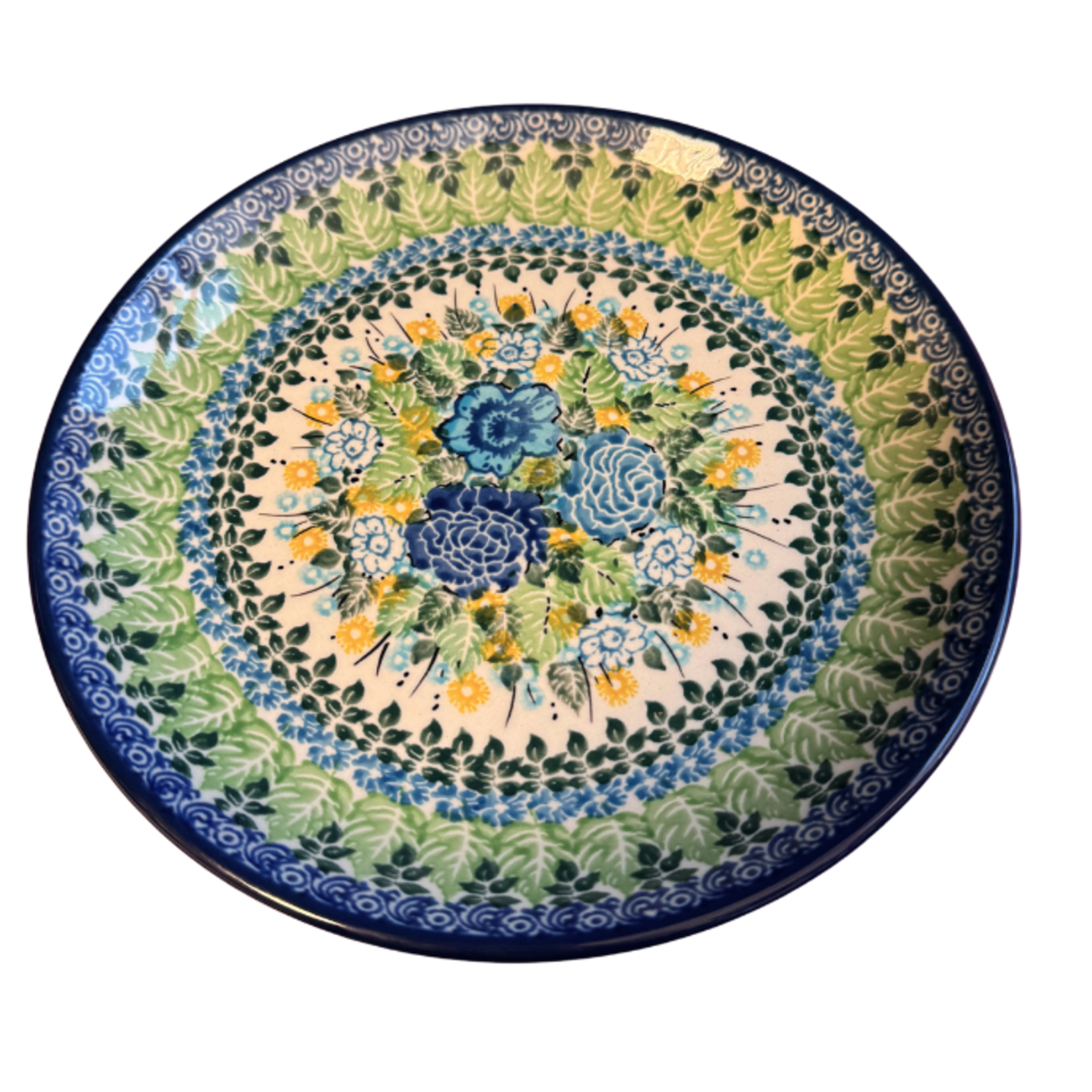 Polish Pottery Dessert Plate - UNIKAT, Blue Green & Yellow | Polish Pottery