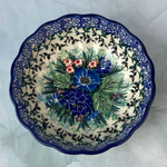 European Design Imports Inc. Polish Pottery Scalloped Bowl, 4.5" - UNIKAT, Bouquet