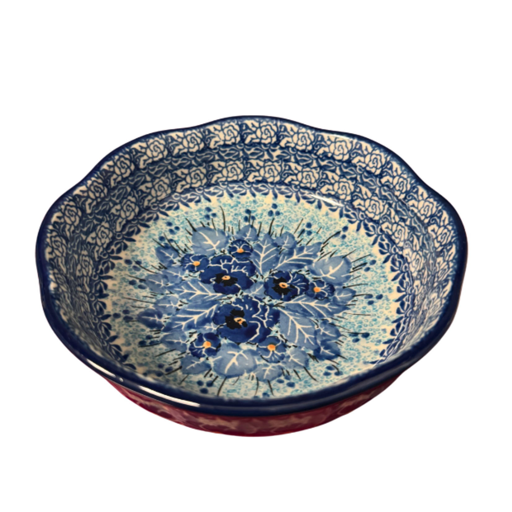 Polish Pottery Bowl - UNIKAT, Blue Flowers | Polish Pottery