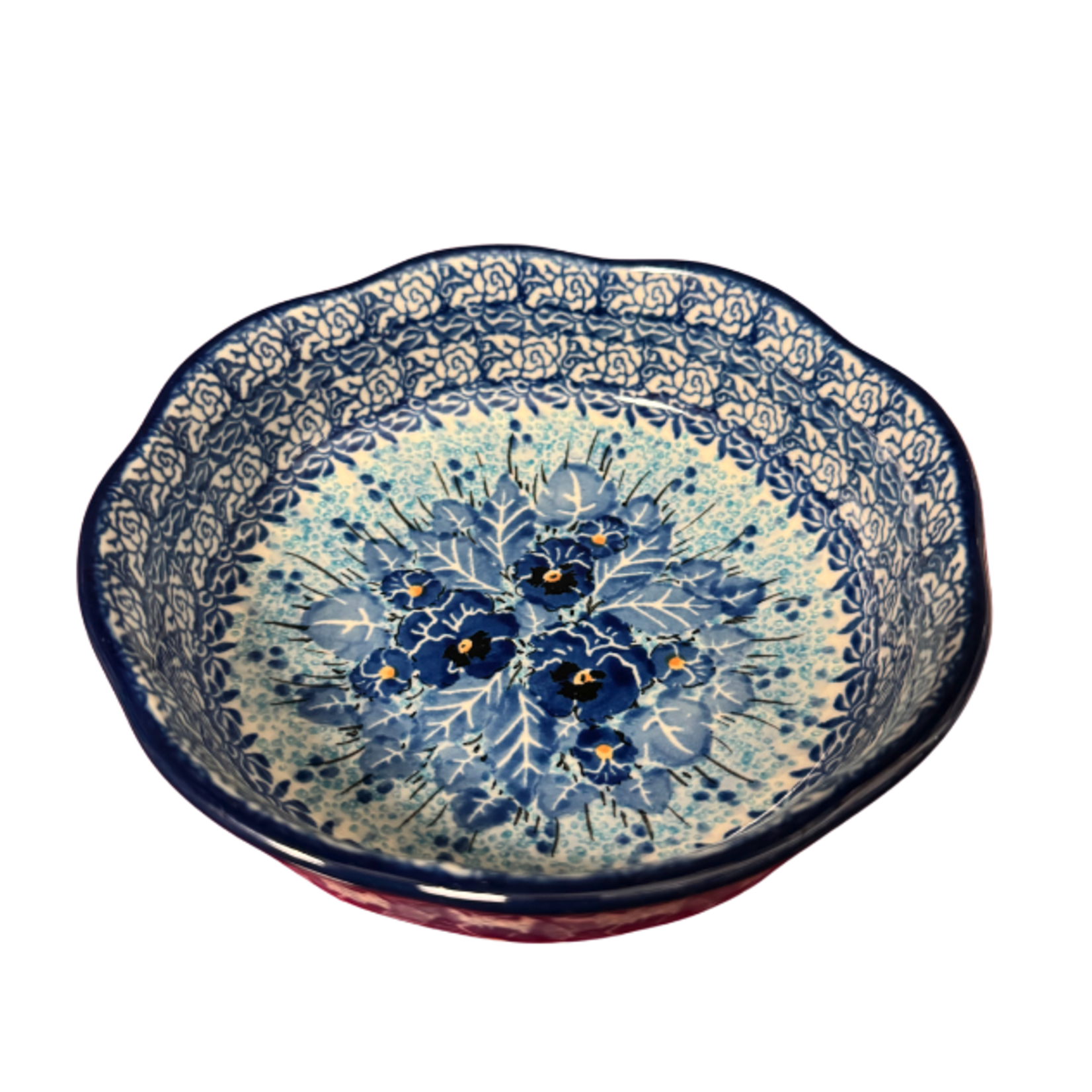 Polish Pottery Bowl - UNIKAT, Blue Flowers | Polish Pottery