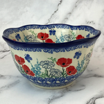 Polish Pottery Polish Kitchen Bowl 6", Red Flowers | Polish Pottery