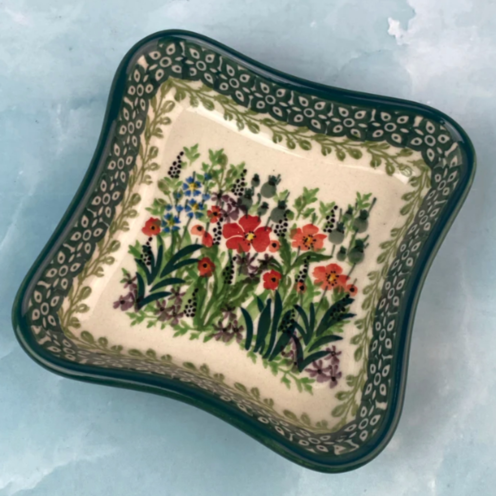 Polish Pottery Polish Shallow 4" Dish UNIKAT, Plush | Polish Pottery
