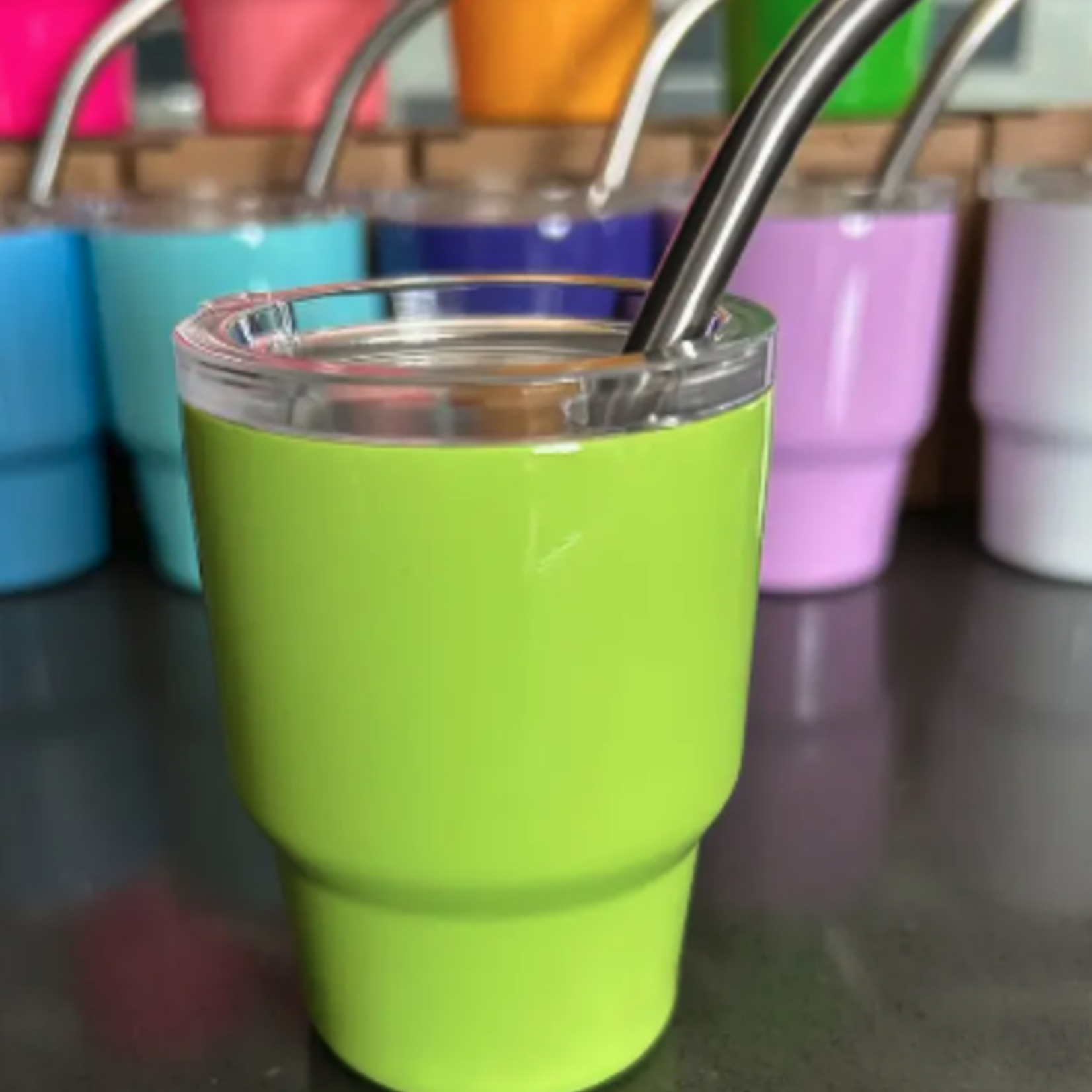 Tumbler Shot Glass w/ Straw & Lid - Lime