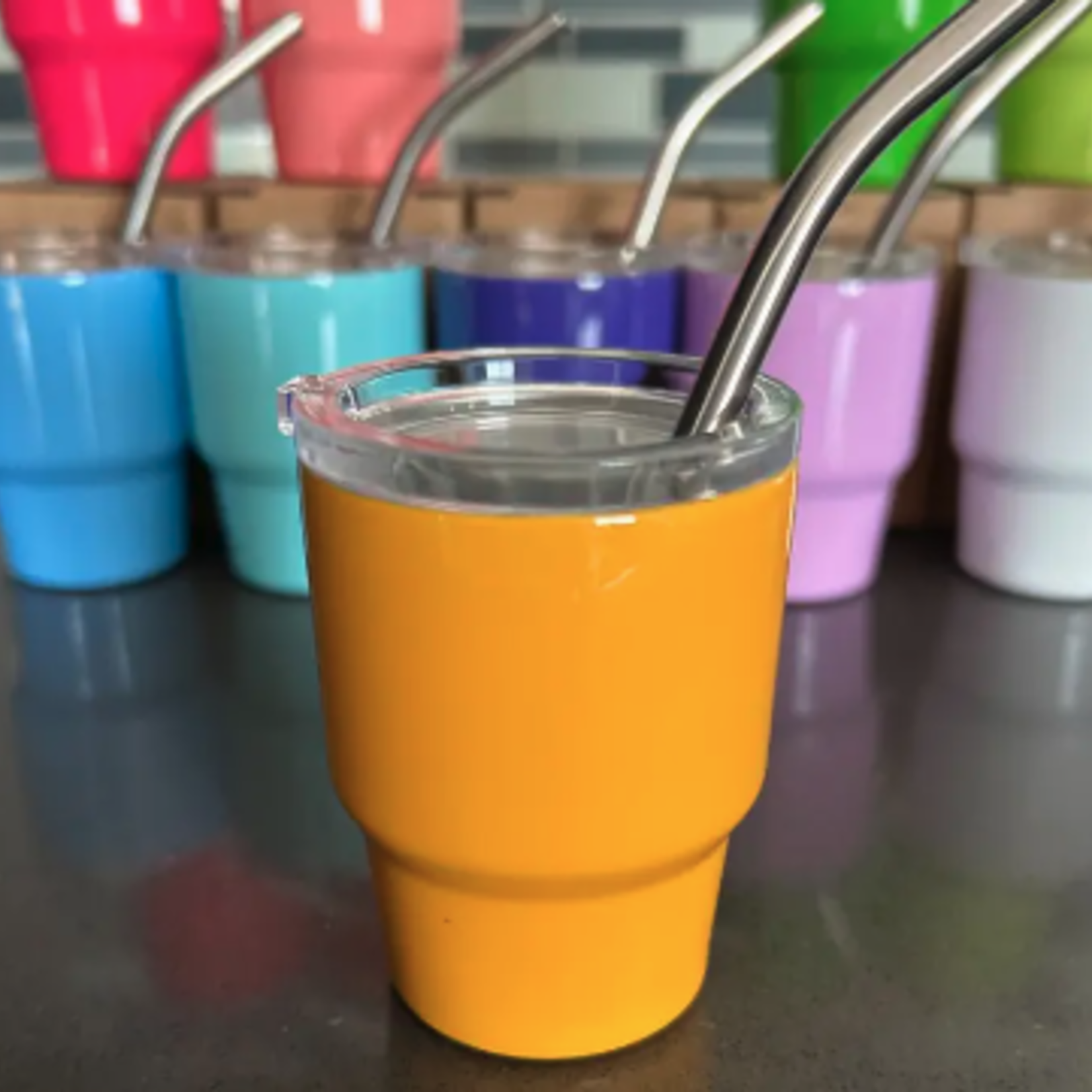 Tumbler Shot Glass w/ Straw & Lid - Orange | Jillian Ink