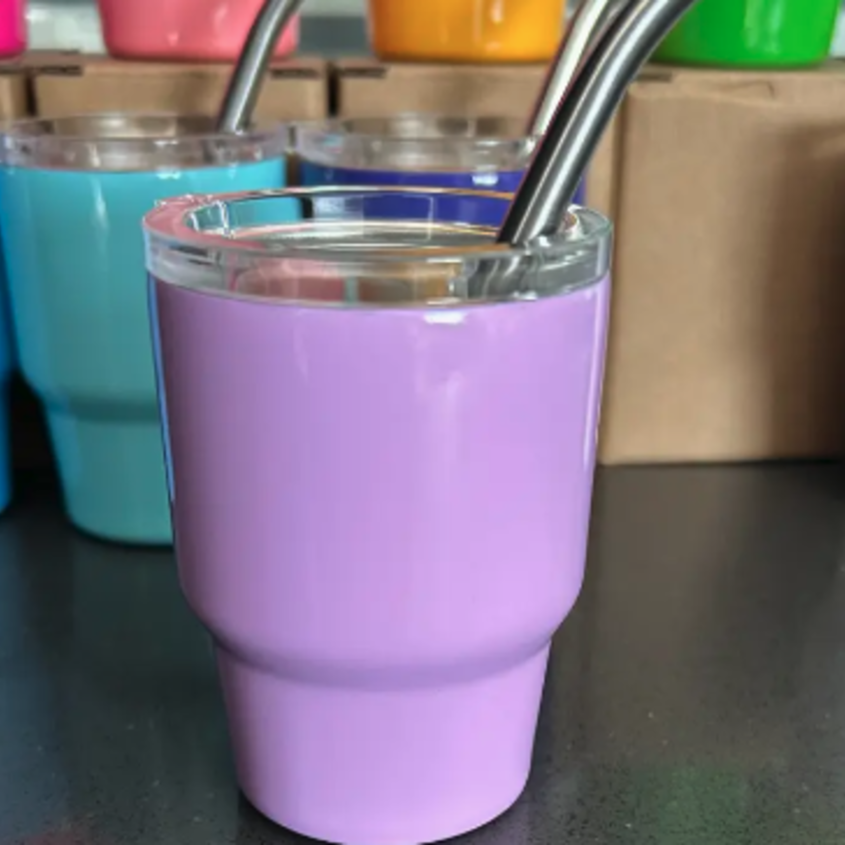 Tumbler Shot Glass w/ Straw & Lid - Lilac