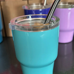 Tumbler Shot Glass w/ Straw & Lid - Aqua | Jillian Ink