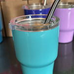 Tumbler Shot Glass w/ Straw & Lid - Aqua